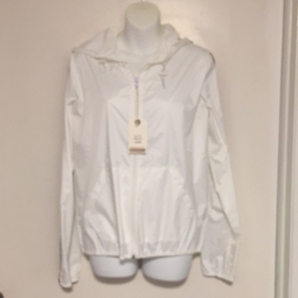 Blue & red Racer stripes white windbreak jacket